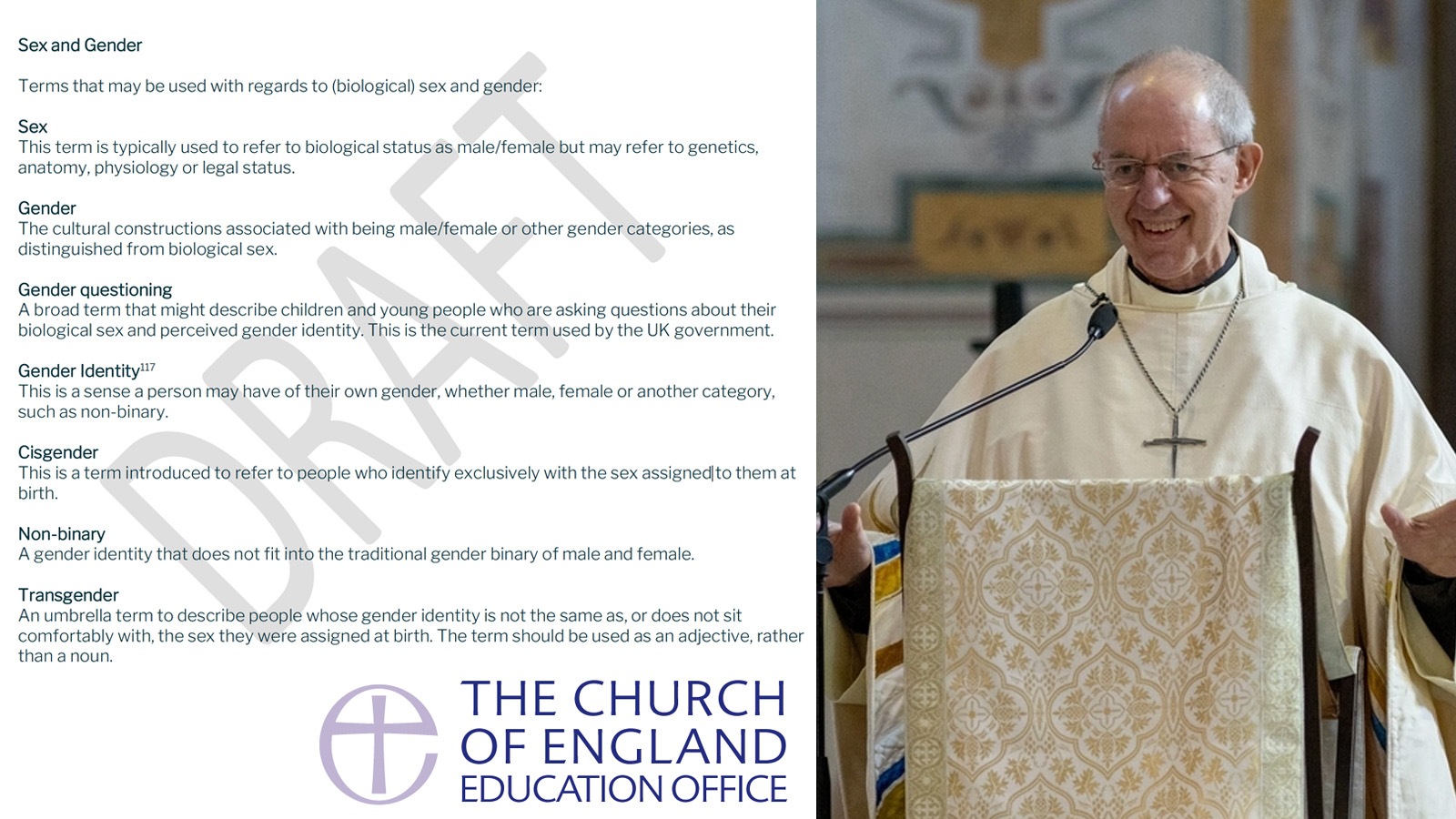 Welby: Scrap CofE Trans Guidance Endangering 1 Million Children