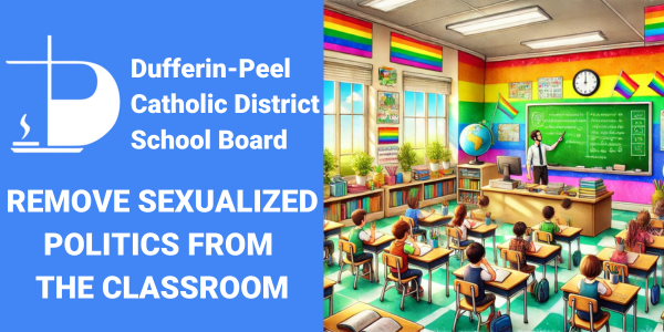Remove Pride Flags from hanging INSIDE DPCDSB Schools